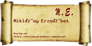 Miklósy Erzsébet névjegykártya